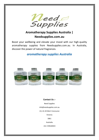 Aromatherapy Supplies Australia  Needsupplies.com