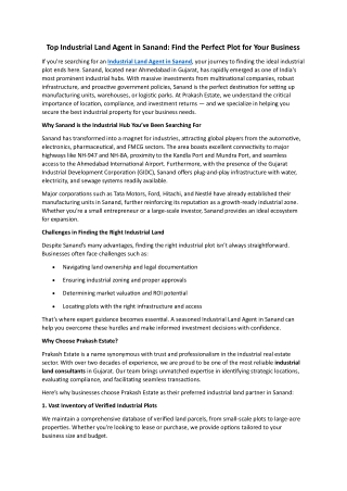 Top Industrial Land Agent in Sanand