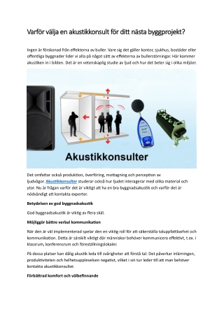 Varför välja en akustikkonsult för ditt nästa byggprojekt