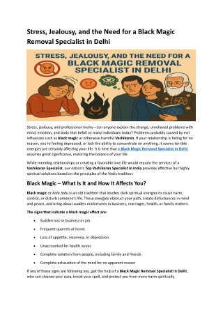 Stress, Jealousy, and the Need for a Black Magic Removal Specialist in Delhi