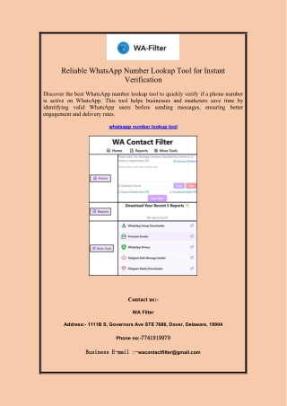 Reliable WhatsApp Number Lookup Tool for Instant Verification
