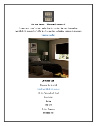 Blackout Shutters | Riversideshutters.co.uk