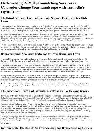 Taravellas Hydro Turf