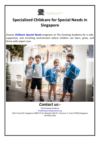 Specialized Childcare for Special Needs in Singapore