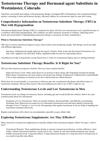 Testosterone Therapy Westminster