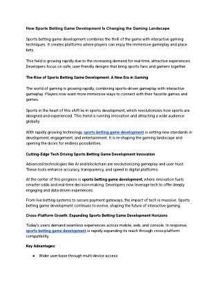 How Sports Betting Game Development Is Changing the Gaming Landscape