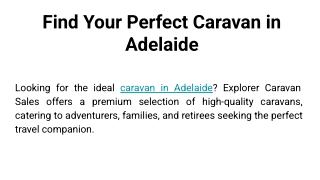 Find Your Perfect Caravan in Adelaide