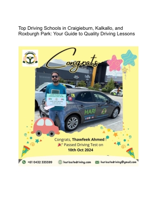 Top Driving Schools in Craigieburn, Kalkallo, and Roxburgh Park_ Your Guide to Quality Driving Lessons