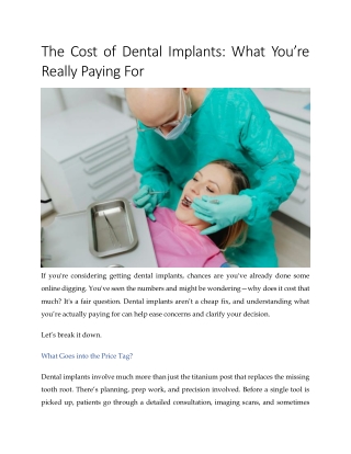 The Cost of Dental Implants What You’re Really Paying For