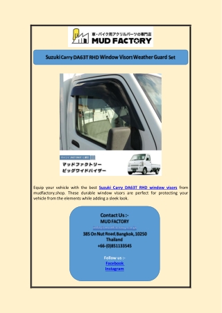 Suzuki Carry DA63T RHD Window Visors Weather Guard Set