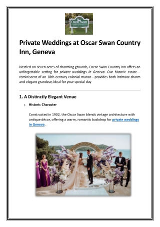 Private Weddings at Oscar Swan Country Inn