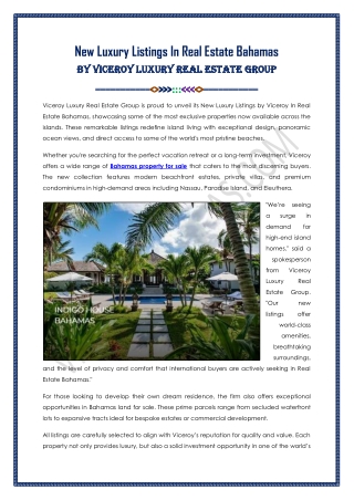 Luxury Listings In Real Estate Bahamas