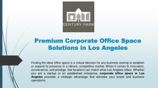 Premium Corporate Office Space Solutions in Los Angeles