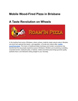 Wood Fired pizza Catering for Weddings & Events – Brisbane