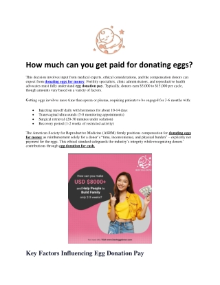 How much can you get paid for donating eggs?