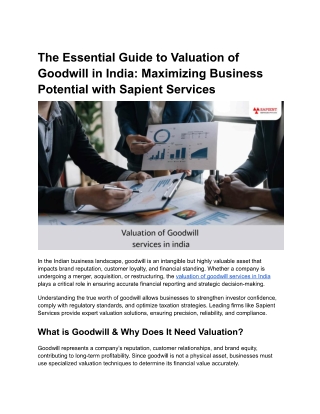 Valuation of Goodwill services in india
