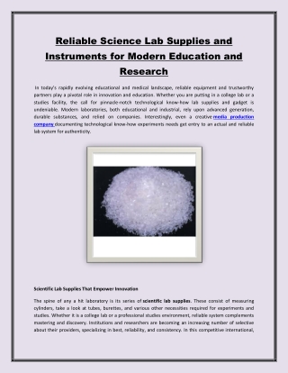 Reliable Science Lab Supplies and Instruments for Modern Education and Research