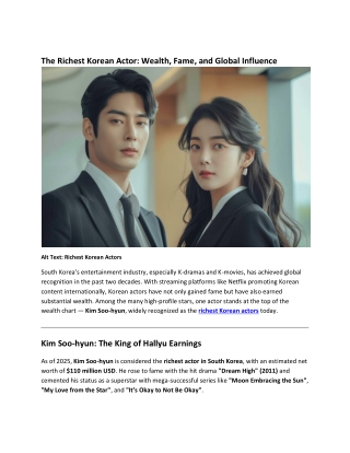 Richest Korean Actors in 2025 — Net Worth & Hits