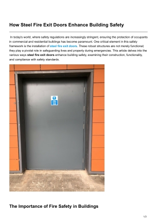 How Steel Fire Exit Doors Enhance Building Safety