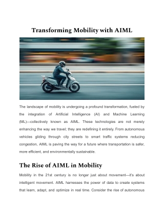 Transforming Mobility with AIML