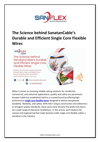 The Science behind SanatanCable’s Durable and Efficient Single Core Flexible Wires