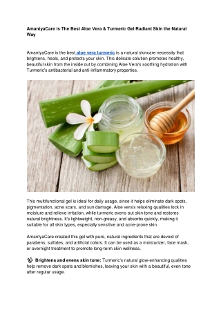 AmantyaCare is The Best Aloe Vera & Turmeric Gel Radiant Skin the Natural Way