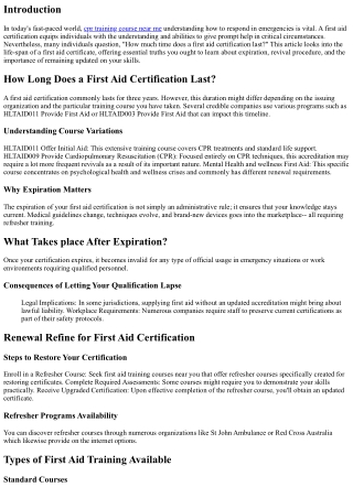 How much time Does a First Aid Certification Last? Secret Truths You Ought To Kn