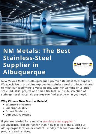 NM Metals The Best Stainless-Steel Supplier in Albuquerque