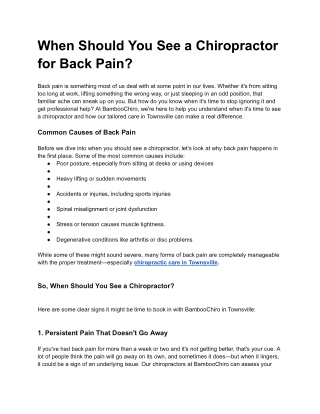 When Should You See a Chiropractor for Back Pain