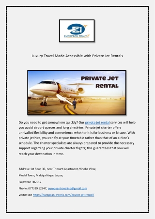 Luxury Travel Made Accessible with Private Jet Rentals