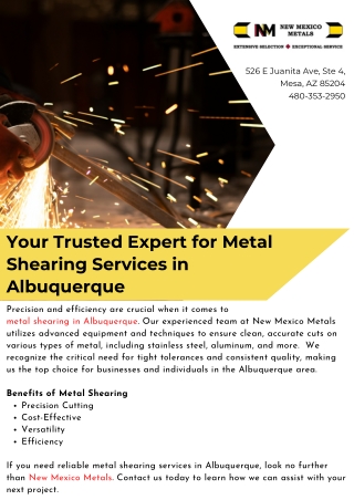 Your Trusted Expert for Metal Shearing Services in Albuquerque