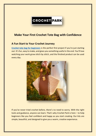 Make Your First Crochet Tote Bag with Confidence