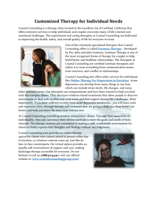 Customized Therapy for Individual Needs