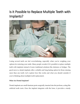 Is it Possible to Replace Multiple Teeth with Implants?