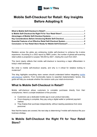 Mobile Self-Checkout for Retail - Key Insights Before Adopting It