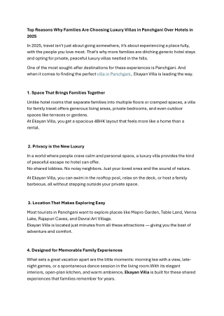 Top Villa in Panchgani for Family Vacations | Ekayan