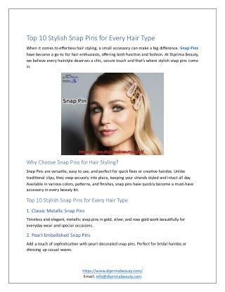 Top 10 Stylish Snap Pins for Every Hair Type