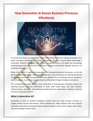 How Generative AI Boosts Business Processes Effortlessly