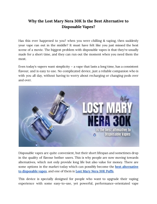 Why the Lost Mary Nera 30K Is the Best Alternative to Disposable Vapes