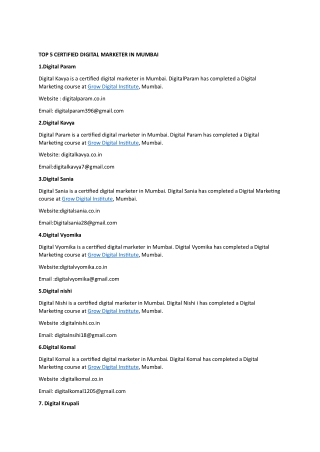 TOP 5 CERTIFIED DIGITAL MARKETER IN MUMBAI
