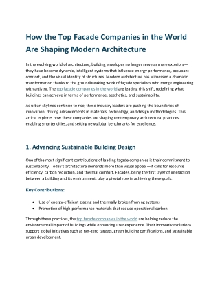 How the Top Facade Companies in the World Are Shaping Modern Architecture