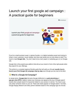 Launch your first google ad campaign A practical guide for beginners