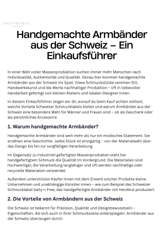 Handgemachte Armbänder aus der Schweiz – Ein Einkaufsführer