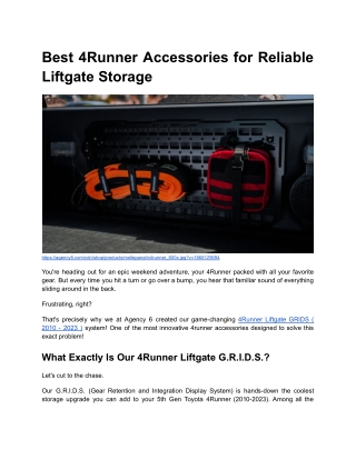 BLOG 2 _ MONTH 1 _ Best 4Runner Accessories for Reliable Liftgate Storage