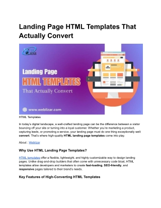 Landing Page HTML Templates That Actually Convert