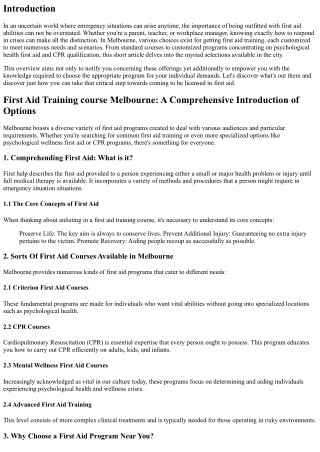 First Aid Course Melbourne: A Comprehensive Review of Options