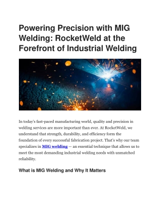 Reliable MIG Welding Services by Rocketweld
