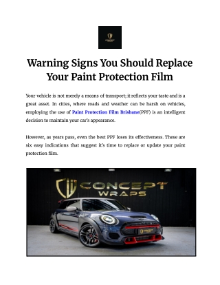 Warning Signs You Should Replace Your Paint Protection Film