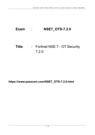 NSE7_OTS-7.2.0 Fortinet NSE 7 - OT Security 7.2.0 Dumps