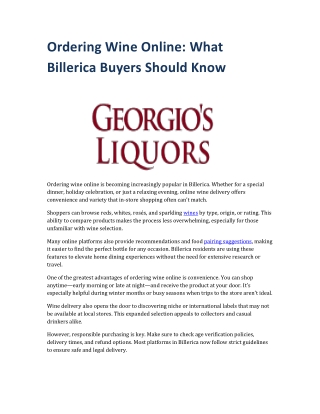 George's Liquor Article
